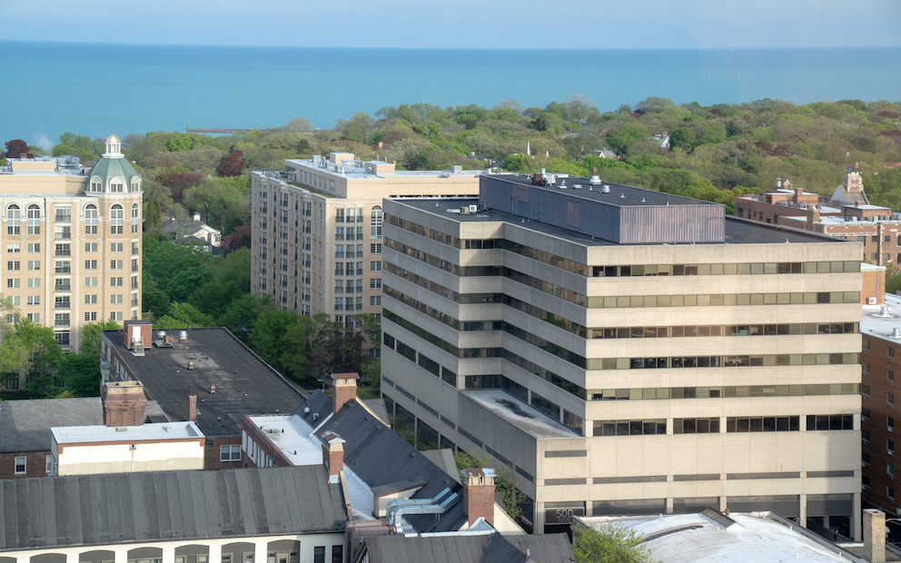 Downtown Evanston skyline.